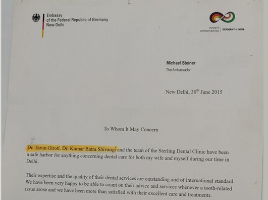 A letter from Michael Steiner to Dr. Shivangi and Dr. Giroti