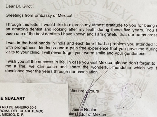 A greeting letter to Dr. Giroti from embassy of mexico