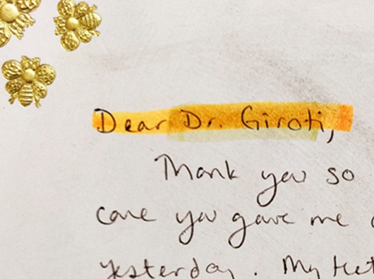 A thank you letter to Dr. Giroti.