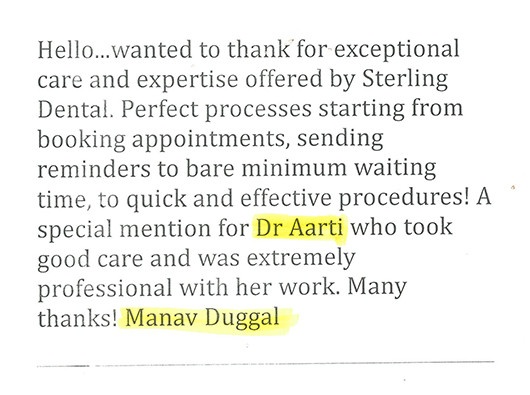 A newspaper article featuring a dentist, highlighting their services.