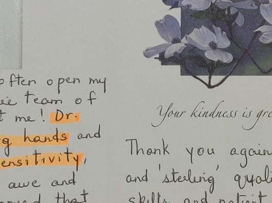 A thank you letter to Sterlin Dental Clinic